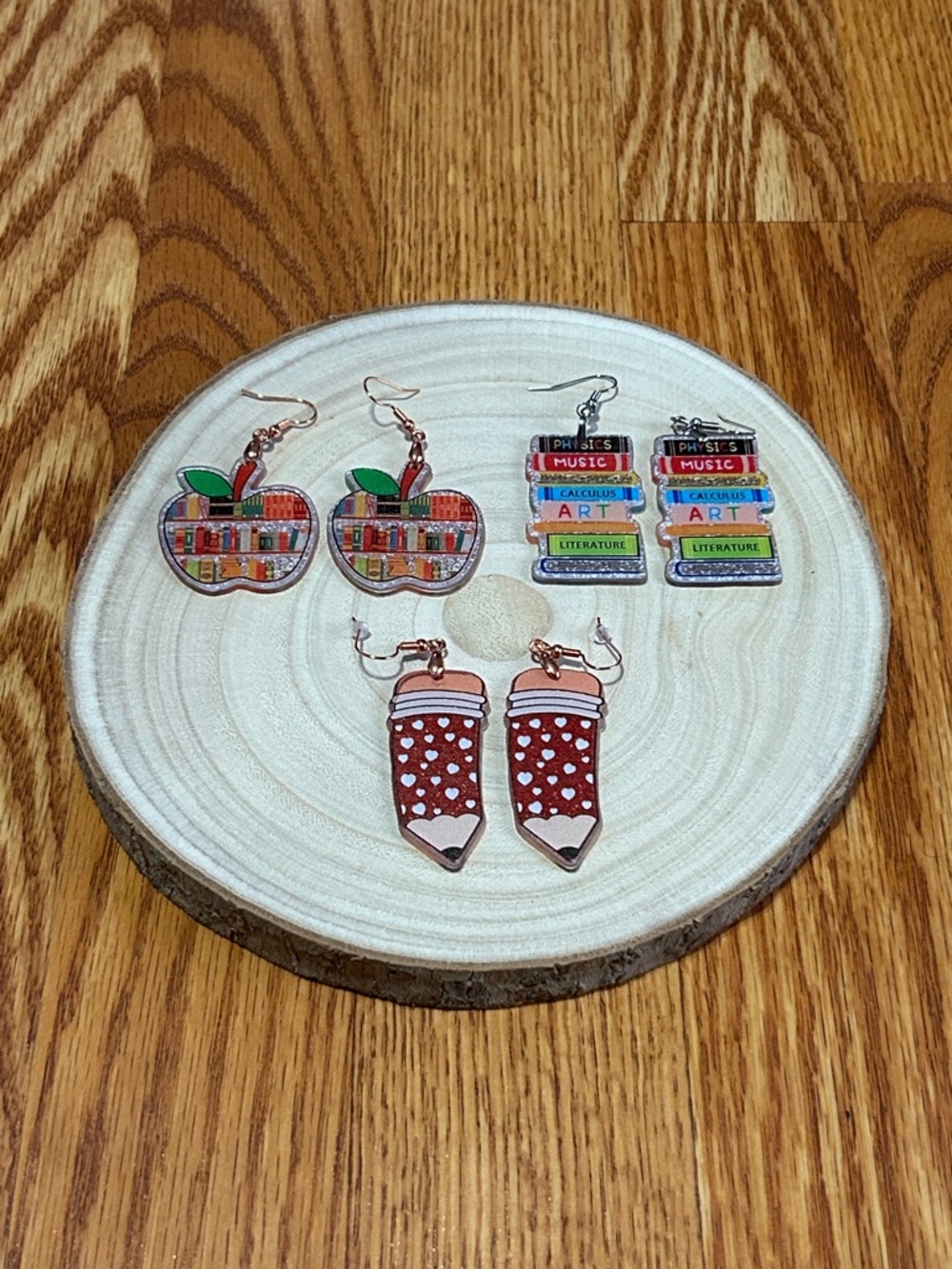 Colorful Teacher-Themed Earrings Set